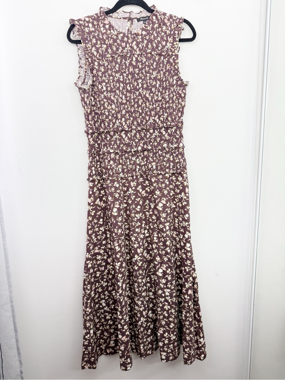 Madewell Smocked Sleeveless Midi Dress Carissa Print Size 6 - Picture 2 of 9